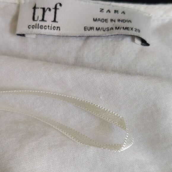 Zara trf Collection 100% cotton white maxi dress with blue embroidery M - Picture 5 of 8